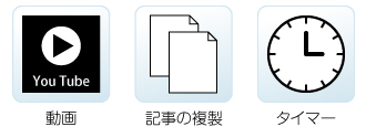 動画、記事の複製、タイマー